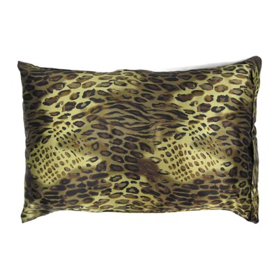 Satin Charmeuse Zippered Pillowcase, Silky Pillowcase, Curly Hair, Natural Hair, Cheetah Bronze and Black - image1